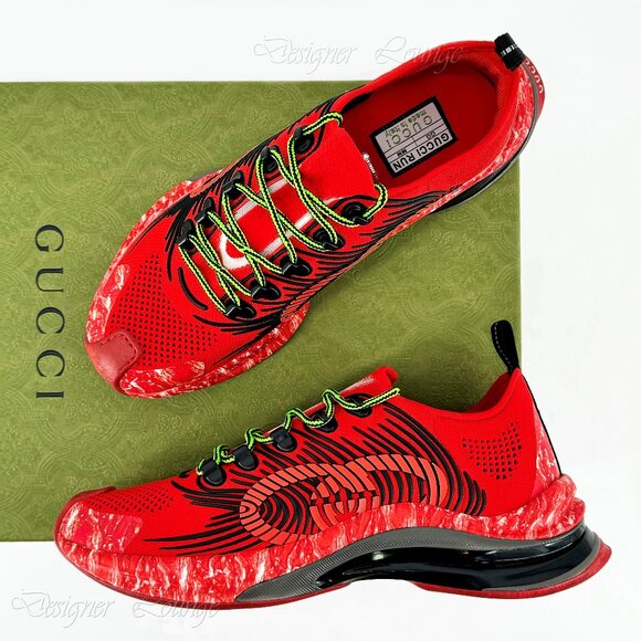 SOLD! NEW GUCCI Run GG Logo Red/Black Men’s Low Top Sneakers Size G 10 US 10.5 - Picture 1 of 12